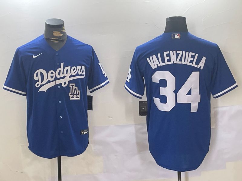 Men Los Angeles Dodgers 34 Valenzuela Blue Game 2024 Nike MLB Jersey style 11207